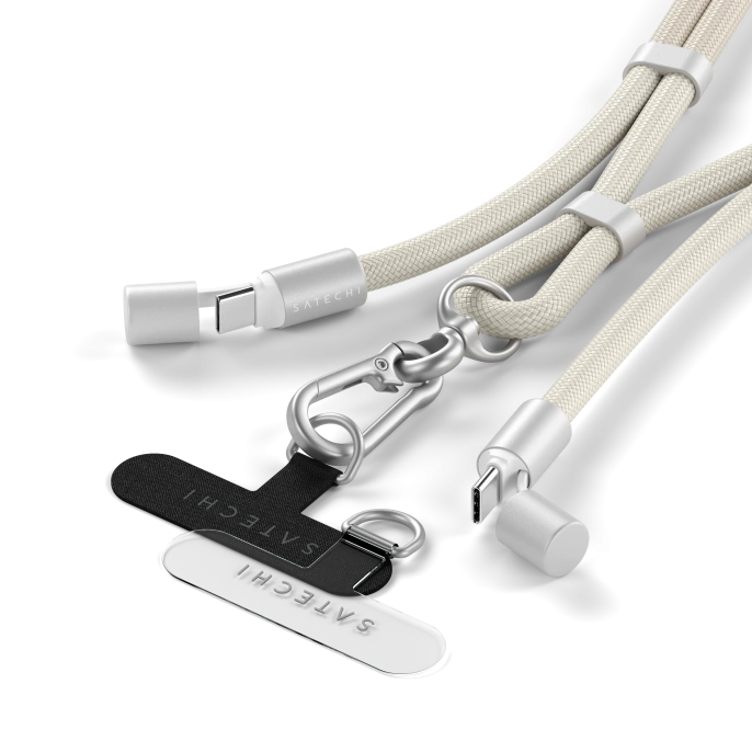 Зарядный кабель - ремень через плечо Satechi OntheGo Crossbody Lanyard Cable 60W. Длина: 1.5м. Цвет: песочный (ST-LOTGLW)