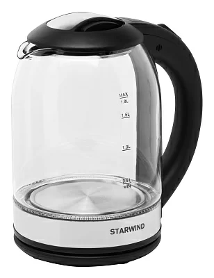 Чайник электрический Starwind SKG2051 1.8л. 1800Вт черный/серебристый (корпус: стекло)