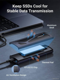 Бокс внешний для жесткого диска UGREEN CM578 15512 M.2 NVMe SSD Enclosure с кабелем USB-C к USB-C и USB-C к USB-A. Цвет: серый космос (15512_)