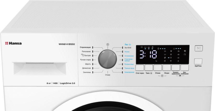 Стиральная машина Hansa WHN8141BSD2 класс: A+++ загр.фронтальная макс.:8кг белый инвертер