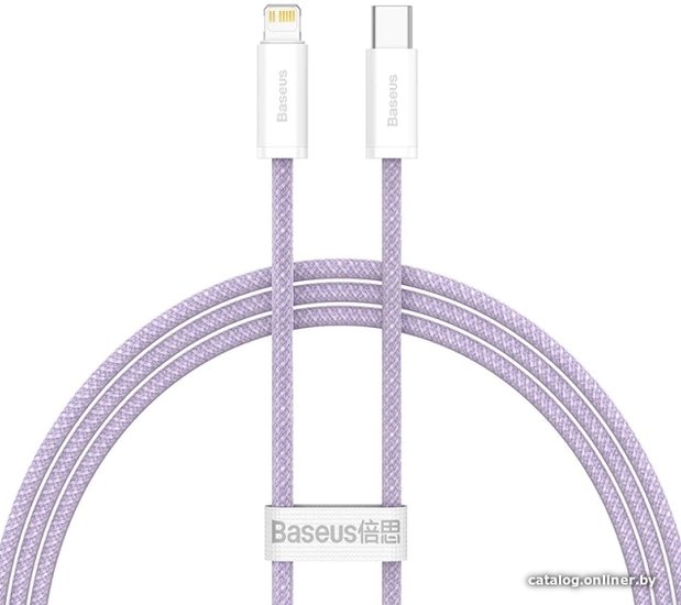 Кабель Baseus CALD000005 Dynamic Series Fast Charging Data Cable Type-C to iP 20W, в оплётке, 1m Purple для передачи данных и зарядки, материал: АБС-пластик, скорость