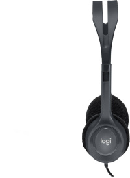 Гарнитура Logitech H111,  для контактных центров, накладные,  проводные, серый [981-000593]