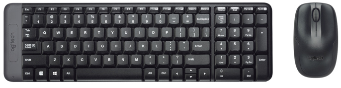 Комплект клавиатура+мышь Logitech MK220, USB, беспроводной, с гравировкой, черный [920-003236]