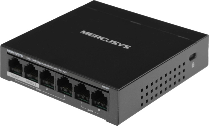 Коммутатор Mercusys MS106P L2 6x100Мбит/с 4PoE+ 67W неуправляемый