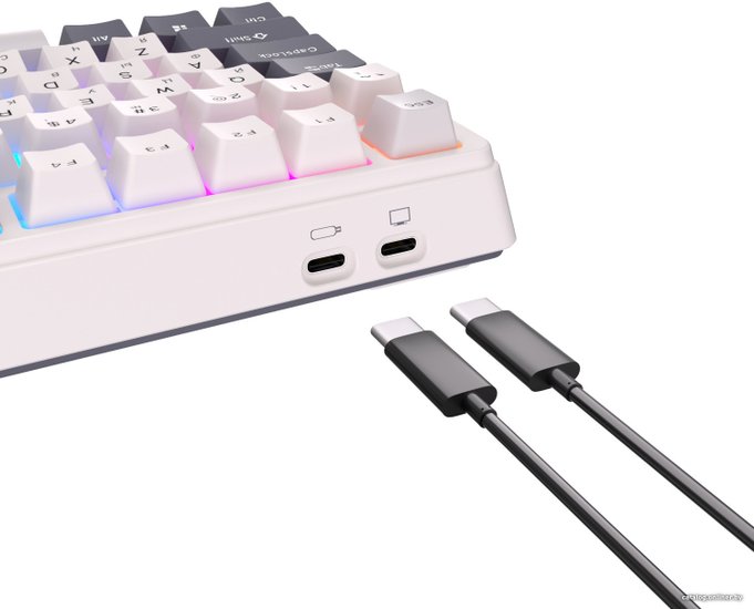 Клавиатура Royal Kludge RK-H81 (White Night, серый, черный, бежевый, USB/2.4 GHz/Bluetоoth, подсветка RGB, горячая замена клавиш Hot Swap, синие свичи)