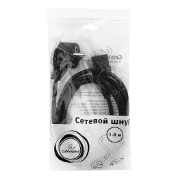 Кабель питания Cablexpert 1.8м, Schuko- C13, 6А, черный, с заземлением, пакет [PC-186]
