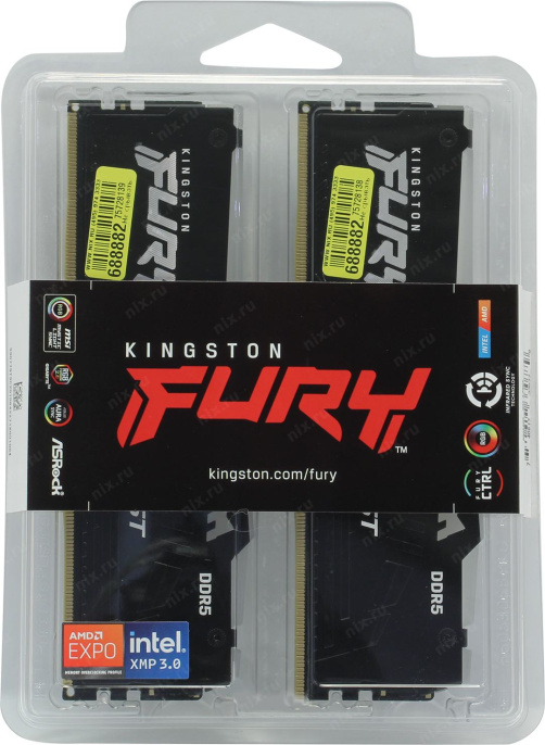 Комплект модулей памяти Kingston FURY Beast RGB KF556C40BBAK2-32 DDR5 DIMM 32Gb KIT 2*16 Gb PC5-44800 600MHz CL40