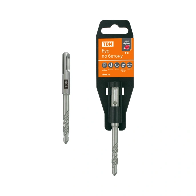 Бур по бетону TDM ELECTRIC 8×110×50 мм, SDS-Plus, 2 резца SQ1094-0104