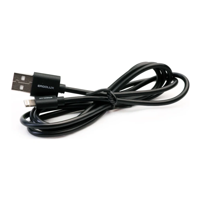 Кабель usb-lightning Ergolux Elx-cdc03-c02 3а, 1,2м, черный, зарядка+передача данных, коробка 15096