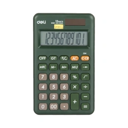Калькулятор настольный компактный DELI 12 разрядов, двойное питание, 118x70 мм, зеленый EM120GREEN (1552691)