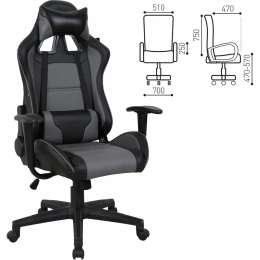 Компьютерное геймерское офисное кресло BRABIX GT Racer GM-100, с подлокотниками, подушки, экокожа 531926