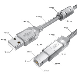 GCR Кабель PROF 0.75m USB 2.0, AM/BM, прозрачный, ферритовые кольца, 28/24 AWG, экран, армированный, морозостойкий, GCR-52421 GCR Кабель PROF 0.75m USB 2.0, AM/BM, прозрачный, ферритовые кольца, 28/24 AWG, экран, армированный, морозостойкий, GCR-52421
