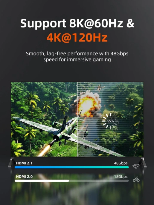 Кабель CABLETIME CH14L (CT-SHD8K-AG2) 2 м, 8K SLIM HDMI 2.1, позолоченный, 8K/60 Гц, черный