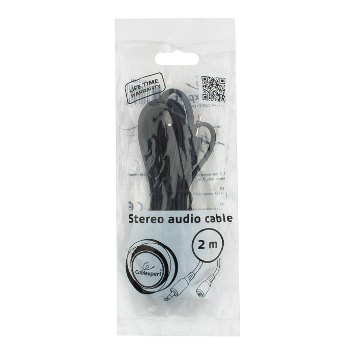 Кабель аудио Cablexpert CCAB-02-35F2M-0.2MB. 3.5 джек 4pin F /2х 3.5 джек M наушники и микрофон, черный, 0.2м, блистер