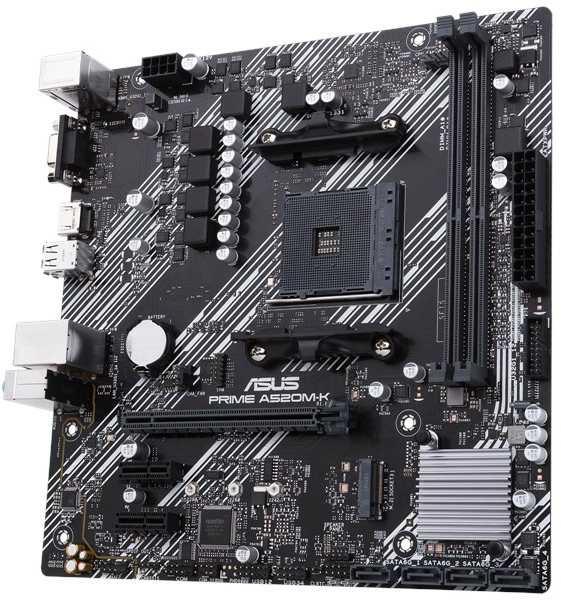 Материнская плата ASUS PRIME A520M-K Soc-AM4 A520 1xPCI-E 3.0x16 2xPCI-E 3.0x1 M.2 2xDDR4 4600Mhz VGA+HDMI mATX RTL