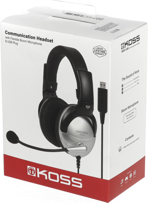 Гарнитура Koss SB45-USB,  для компьютера, мониторные,  проводные, черный  / серебристый [15116464]