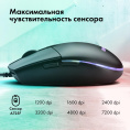 Мышь проводная GMNG XM002, игровая, оптическая, USB, 7200dpi, черный