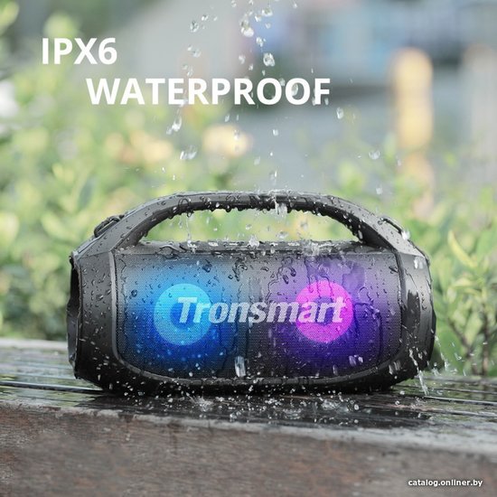 Портативная колонка Tronsmart Bang SE 40W стереозвук, IPX6, Bluetooth 5.3, ультрапортативная с ручкой и съемным ремешком, 3 режима освещения, 60 Гц – 20 кГц, 24 часа