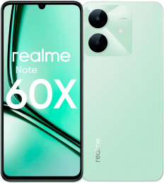 Смартфон realme Note 60x RMX3938 4+128 Зеленый 6.74" HD+ LCD/90Hz/Unisoc T7225/And14/8+0.08MP/5MP/5000mAh