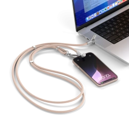 Зарядный кабель - ремень через плечо Satechi OntheGo Crossbody Lanyard Cable 60W. Длина: 1.5м. Цвет: пыльно-розовый (ST-LOTGLR)