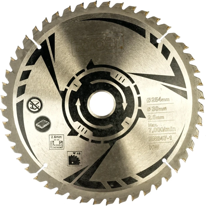 Пильный диск по дереву 254х30х2.6 мм; 48 зубьев Ryobi SB254T48A1 5132002622