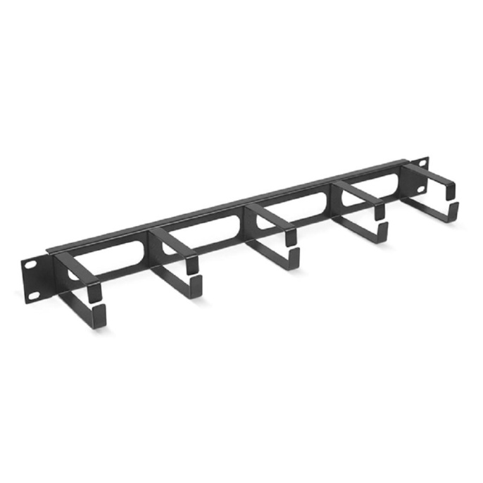 Cabeus JB08-1U-BK Кабельный органайзер горизонтальный 19" 1U, 5 колец, металлический, цвет черный (RAL9004)