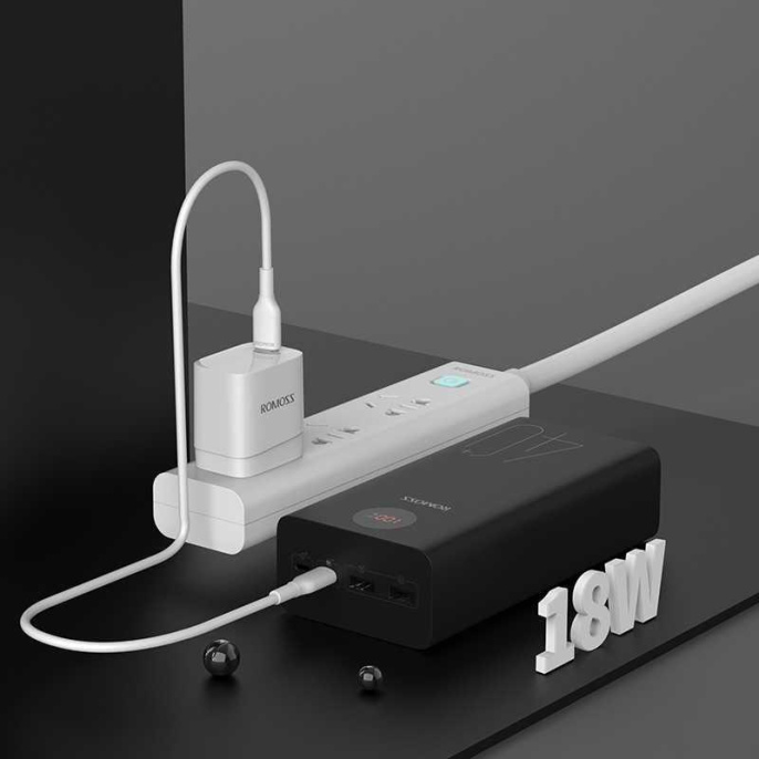 Мобильный аккумулятор Romoss PEA40 40000mAh QC3.0 18W 3A 2xUSB-A/USB-C черный 6958377509289