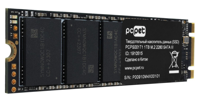 SSD накопитель PC PET PCPS001T1 1ТБ, M.2 2280, SATA III,  M.2,  oem
