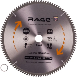 Диск пильный по алюминию 305 мм (12”), 100Z, посадка 30+25.4 мм by VIRA RAGE 594506