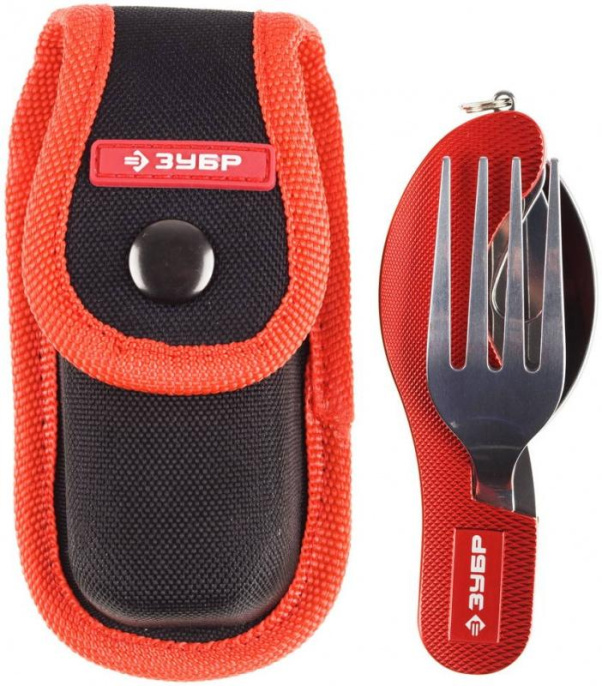 Набор походный Зубр Турист 47782 компл.:1предм. вилка/ложка серый/красный