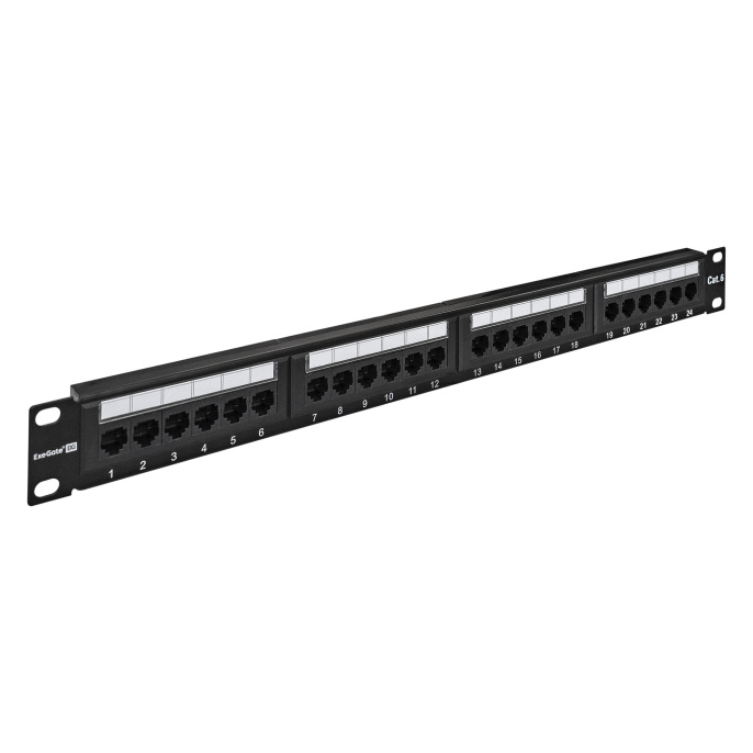 Патч-панель ExeGate EPP3-19-24-8P8C-C6-110D (19", UTP, 24 port, cat.6, KRONE&110(dual IDC), 1U, RoHS, Black, RTL) EX281080RUS