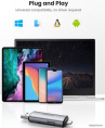 Карт-ридер Ugreen CM185 50706 переносной, поддержка: SD, SDHC, SDXC, microSD, microSDHC, microSDXC, MMCmicro, RS-MMC, порты USB, разъем подключения к устройству USB 3.2 Gen1 Type-A (5 Гбит/с)/USB 3.2 Gen1 Type-C (5 Гбит/с), цвет серебристый