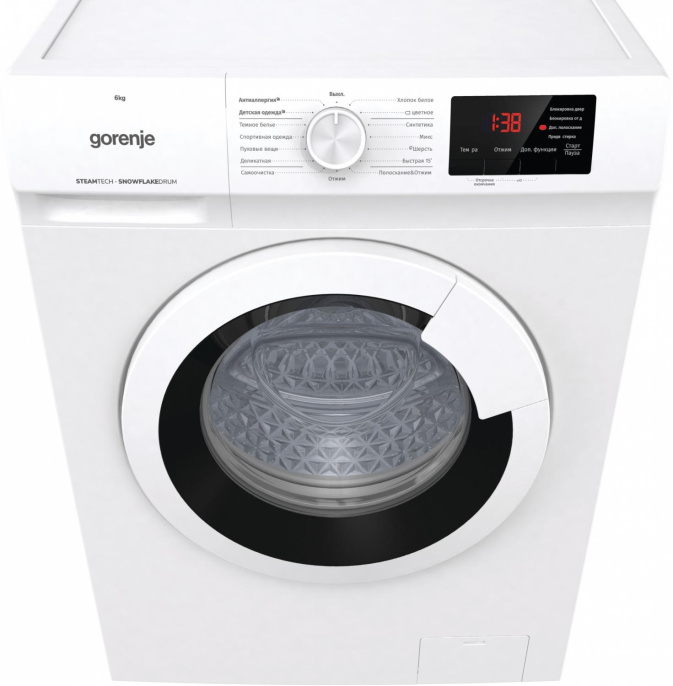 Стиральная машина Gorenje WHE60SFS с паром, с фронтальной загрузкой, с паром, 6кг, 1000об/мин