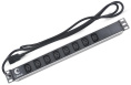 Cabeus PDU-8I-2IEC Блок распределения питания для 19" шкафов, горизонтальный, 8 розеток IEC 320 C13, 10 A, без выключателя, алюминиевый корпус, шнур 2 м, вилка IEC 320 C14