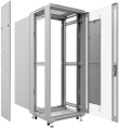 Cabeus SH-05C-18U60/60 Шкаф монтажный телекоммуникационный 19" напольный для распределительного и серверного оборудования 18U 600x600x988mm (ШхГхВ) передняя стеклянная и задняя сплошная металлическая двери, ручка с замком, цвет серый (RAL 7035)