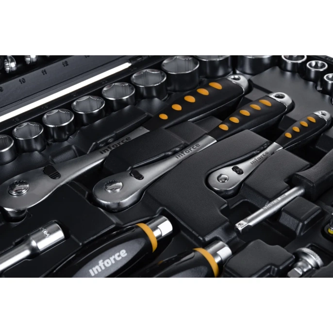Набор инструментов Inforce 120 предметов 1/2" & 3/8" & 1/4", Сталь Cr-V, Профессиональный, 06-07-20