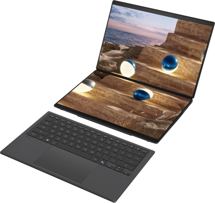 Ноутбук Asus ZenBook Duo UX8407AA-SN426X Core Ultra X7 358H 32Gb SSD1Tb Intel Arc 14" OLED Touch 3K 2880x1800 Windows 11 Pro grey WiFi BT Cam 90NB16V1-M00P90