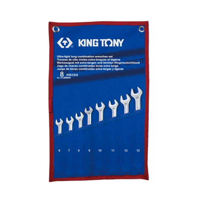 Набор комбинированных удлиненных ключей KING TONY 6-13 мм, чехол из теторона, 8 предметов 12C8MRN