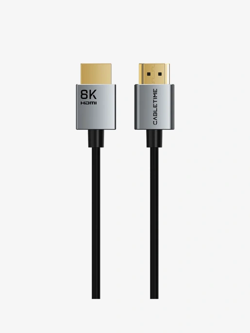 Кабель CABLETIME CH14L (CT-SHD8K-AG2) 2 м, 8K SLIM HDMI 2.1, позолоченный, 8K/60 Гц, черный