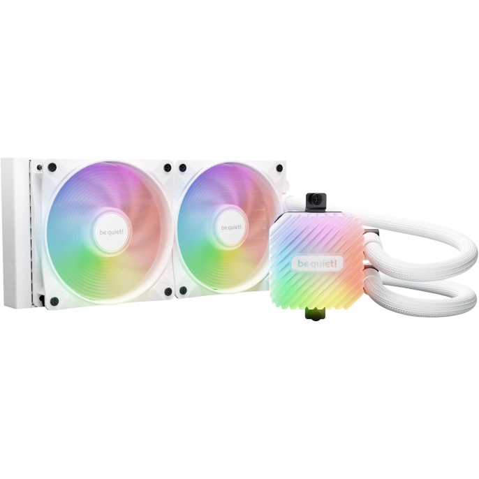 Водяное охлаждение для процессора Water Cooling System be quiet! LIGHT LOOP 240mm white 250W, 240mm, White, ARGB/ Fans: 2x120mm, 61.8CFM, 34.9dBA, 2100RPM/ Pump 2900RPM, Rad thickness 27mm/ S: 1851, 1700, 1200, 115X, AM5, AM4 BW021