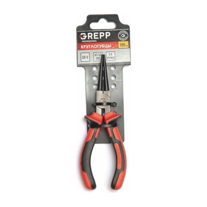 Усиленные круглогубцы Ladina GREPP трехкомпонентная рукоятка, 160 мм 205-115