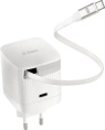 Сетевое зарядное устройство TTEC 2SCG05B SmartCharger Duo GAN 65W PD Travel Fast Charger USB-C со встроенным кабелем PD 65W USB-C. Длина кабеля: 70см. Цвет: белый