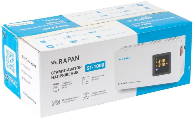 Стабилизатор напряжения БАСТИОН Rapan ST-1000 белый [8900]