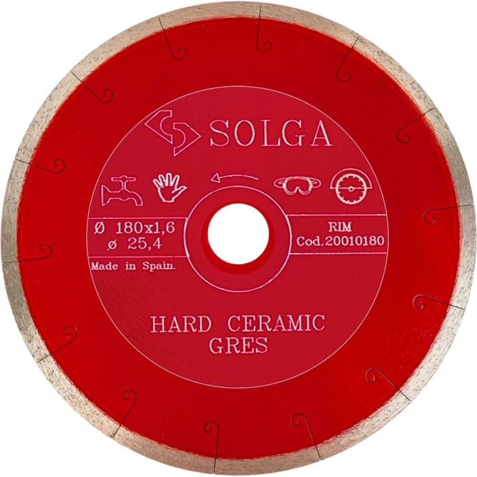 Диск алмазный сплошной (180 мм х 25,4/22,2 мм) HARD CERAMICS Solga Diamant 20010180