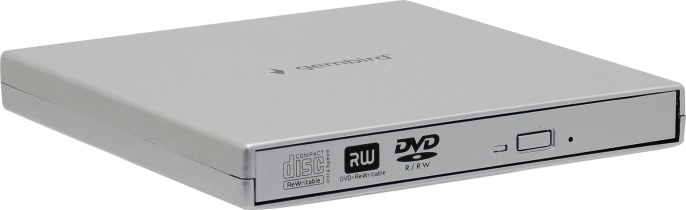 Внешний DVD-привод Gembird DVD-USB-02-SV с интерфейсом USB 2.0 пластик, серебро