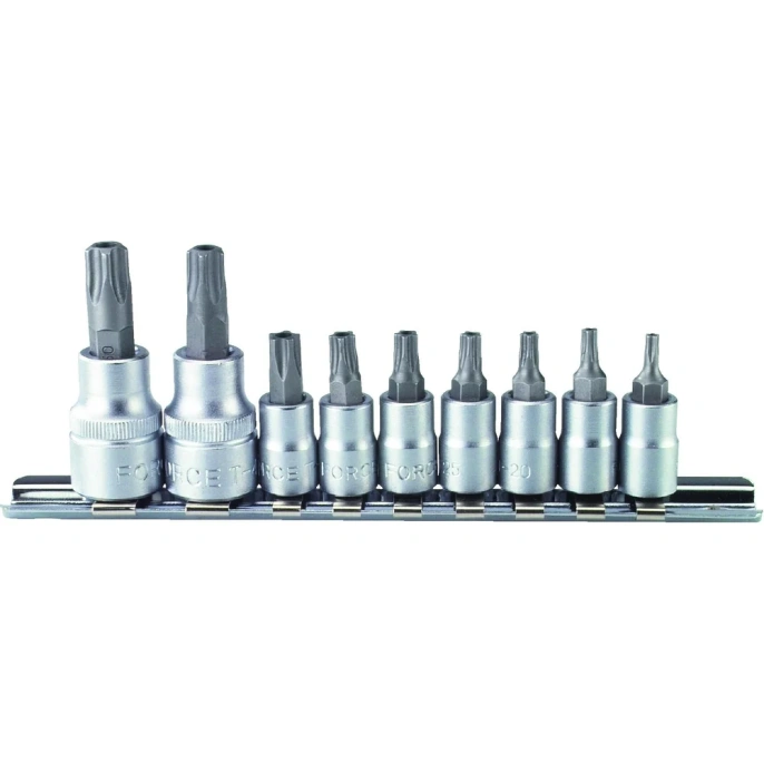 Набор головок-бит 1/4", 3/8" Torx с отверстием, TS10-TS50, 10 шт. FORCE 3095