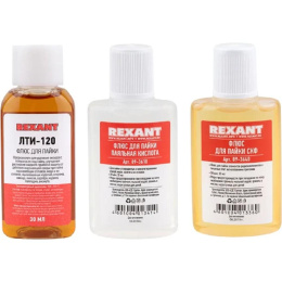 Rexant 09-3741 Набор К2 для пайки, «жидкий флюс» флюс ПК, флюс СКФ, флюс ЛТИ-120
