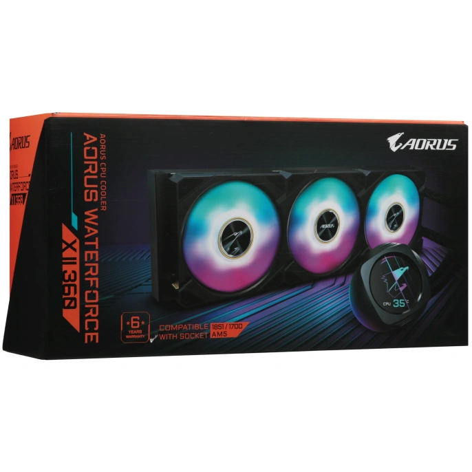 Жидкостная система охлаждения GIGABYTE MULTI SOCKET AORUS WATERFORCE X II 360 черная GP-AORUS WATERFORCE X II 360