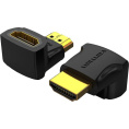Переходник видео VENTION AIOB0, HDMI m Г-образный - HDMI f , ver 2.0, GOLD, черный