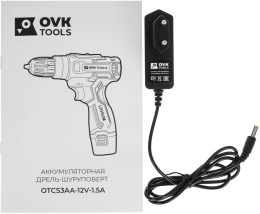Дрель-шуруповерт Ovk Tools OTCS3AA-12V-1.5A 12Вт аккум. патрон:быстрозажимной кейс в комплекте